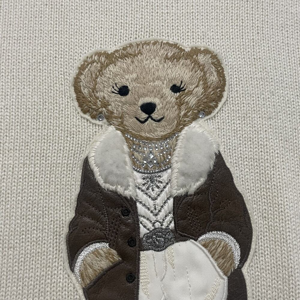 NWOT Ralph Lauren Purple Label Sweater Womens Large Ivory Rancher Bear Cashmere - Picture 4 of 12